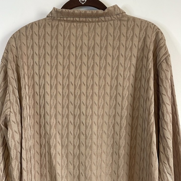 VTG Retro Shirt Haband Collared Large Tan Long Pattern 90s Stag Hill Button - Picture 9 of 15